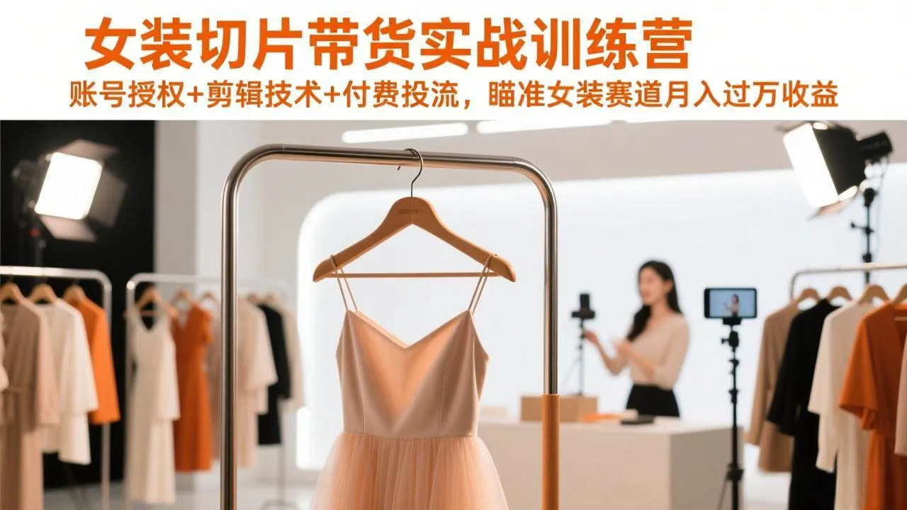 （17357期）女装切片带货实战训练营，账号授权+剪辑技术+付费投流，瞄准女装赛道月入过万收益-Tox源码网