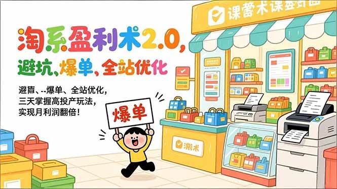 （17127期）淘系盈利术2.0，避坑、爆单、全站优化，三天掌握高投产玩法，实现月利润翻倍！-Tox源码网