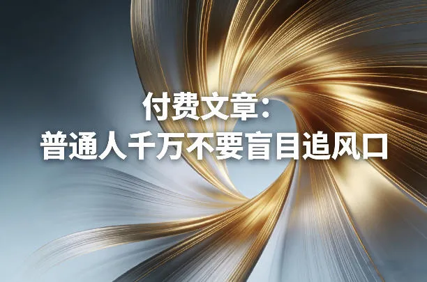 付费文章:普通人千万不要盲目追风口-Tox源码网
