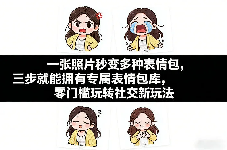 一张照片秒变多种表情包，三步就能拥有专属表情包库，零门槛玩转社交新玩法【文档】
