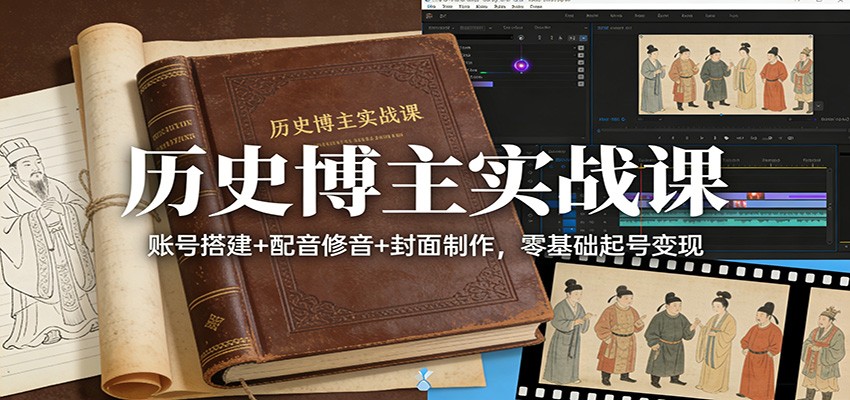 历史博主实战课：账号搭建+配音修音+封面制作，零基础起号变现-Tox源码网