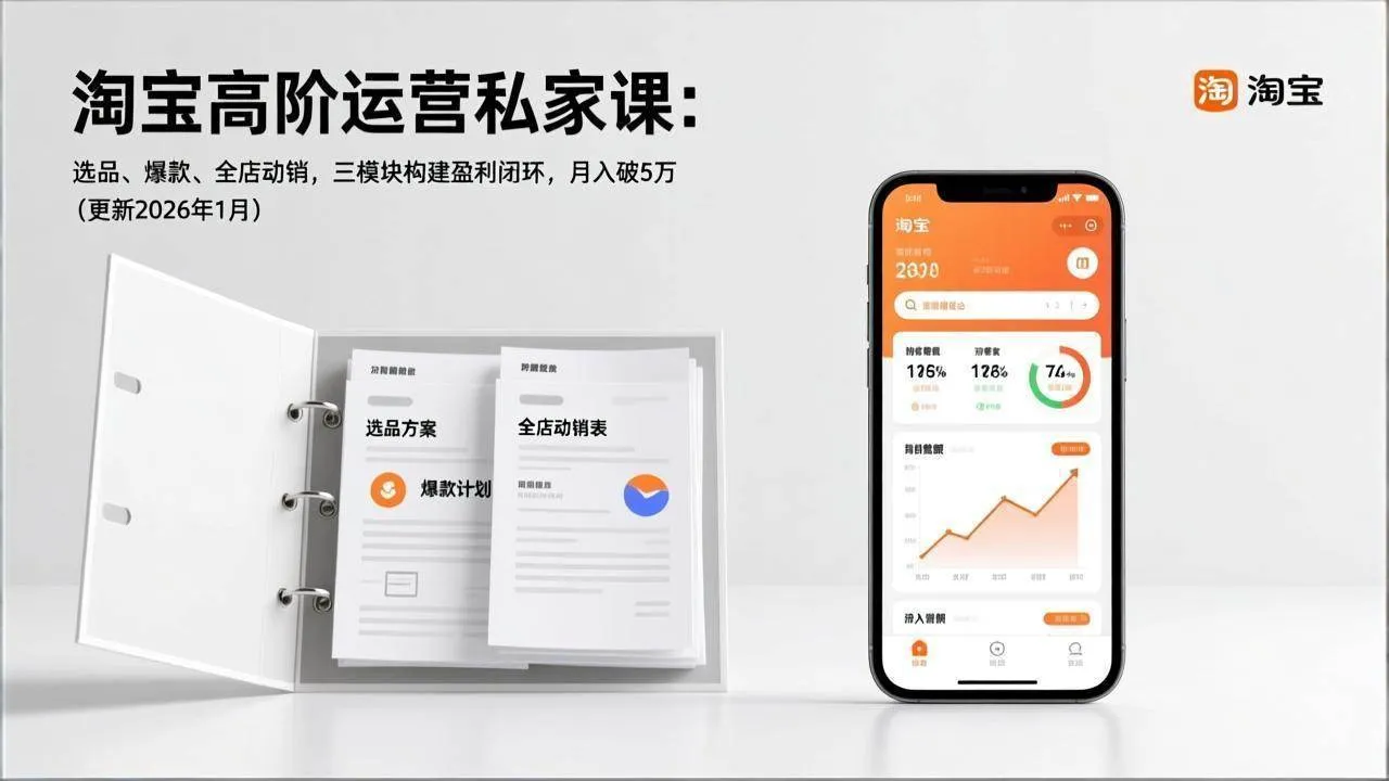 （17280期）淘宝高阶运营私家课：选品、爆款、全店动销，三模块构建盈利闭环，月入破5万（更新26年1月）-Tox源码网