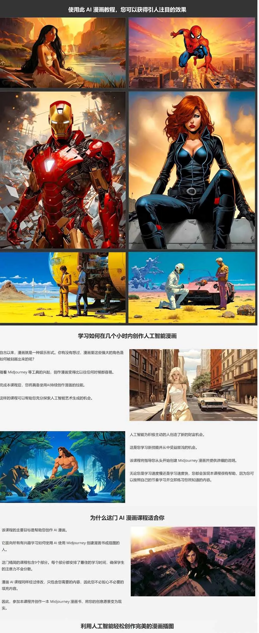 Midjourney AI漫画创作课，脚本构思、人物设计、排版合成，零基础创作完整漫画或系列插画-Tox源码网