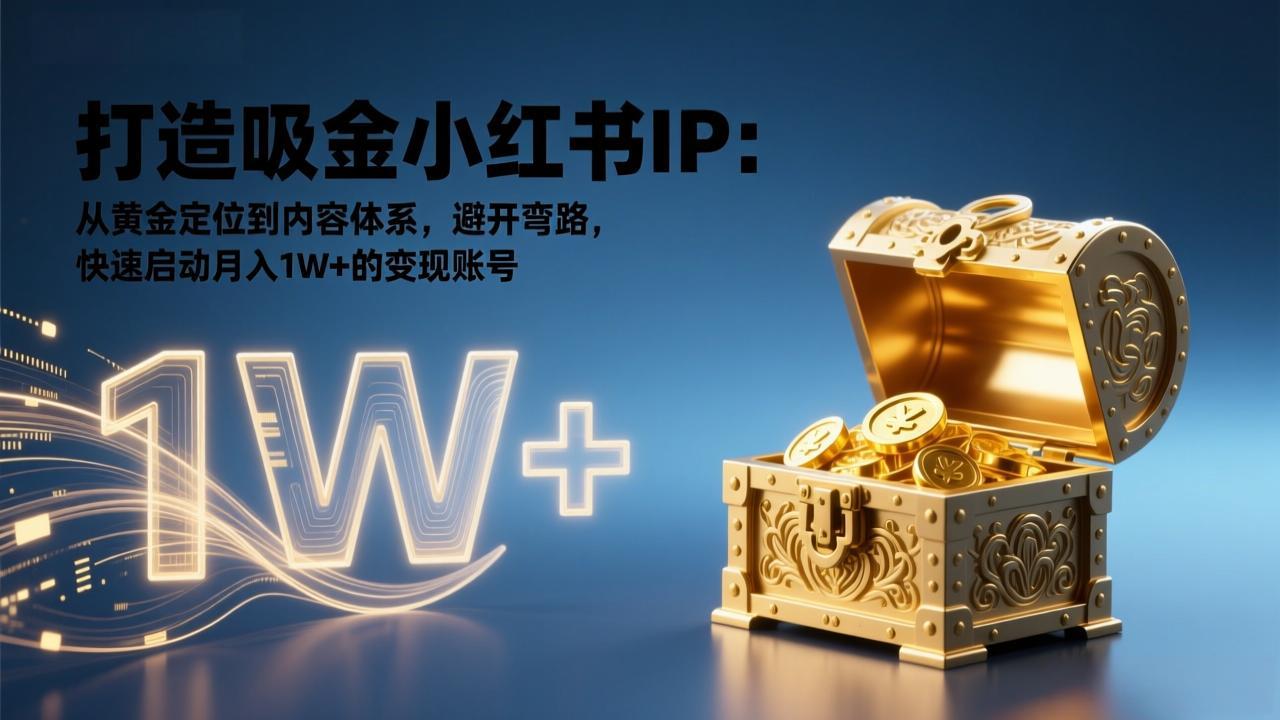 打造吸金小红书IP：从黄金定位到内容体系，避开弯路，快速启动月入1W+的变现账号-Tox源码网