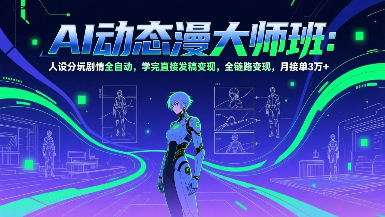 AI动态漫剧大师班：人设分镜剧情全自动，学完直接发稿变现，全链路变现，月接单3万+-Tox源码网