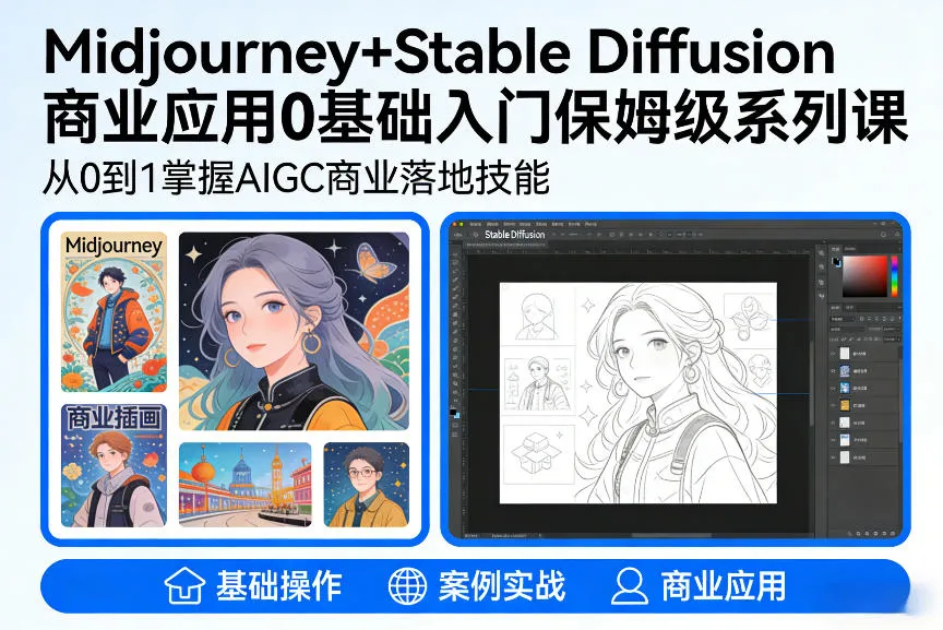 AIGC商业应用Midjourney+Stable Diffusion教程，0基础入门保姆级系列课-Tox源码网