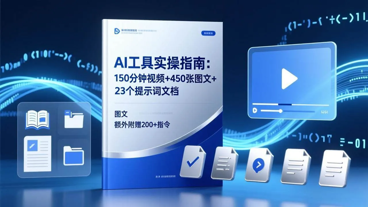 (17504期)AI工具实操指南:150分钟视频+450张图文+23个提示词文档,额外附赠200+指令-Tox源码网