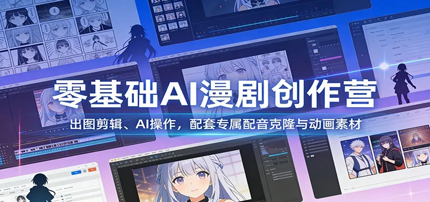 零基础AI漫剧创作营：出图剪辑、AI操作，配套专属配音克隆与动画素材-Tox源码网