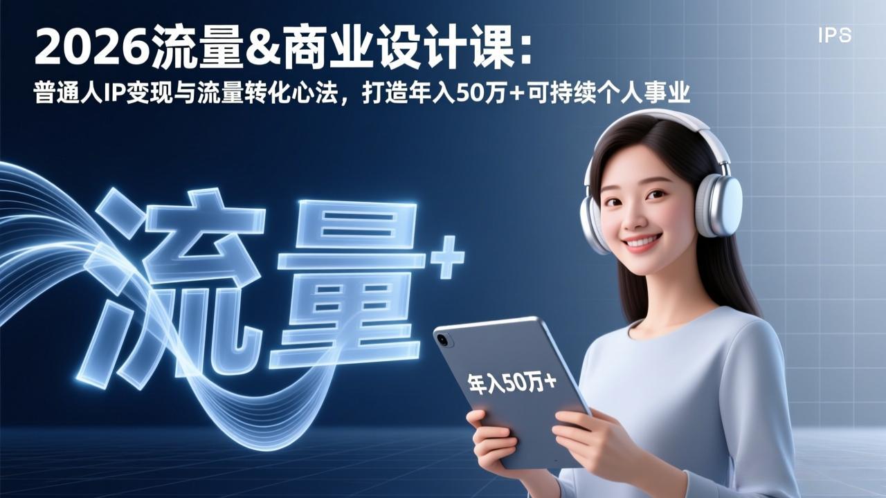 2026流量&商业设计课：普通人IP变现与流量转化心法，打造年入50万+可持续个人事业-Tox源码网
