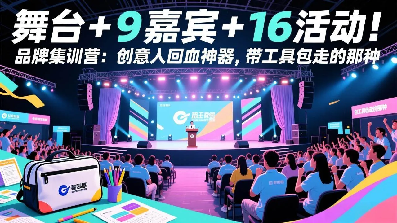 （17413期）舞台 + 9 嘉宾 + 16 活动！品牌集训营：创意人回血神器，带工具包走的那种-Tox源码网