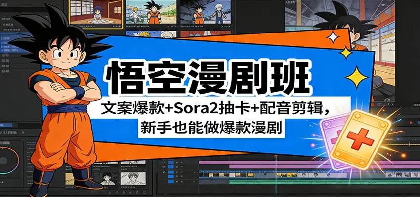 悟空漫剧班：文案爆款+Sora2抽卡+配音剪辑，新手也能做爆款漫剧-Tox源码网