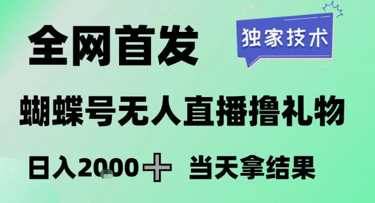 2026最新蝴蝶号无人直播掘金，独家技术，全网首发小白做了一个月收益3W，长期稳定可做【揭秘】-Tox源码网