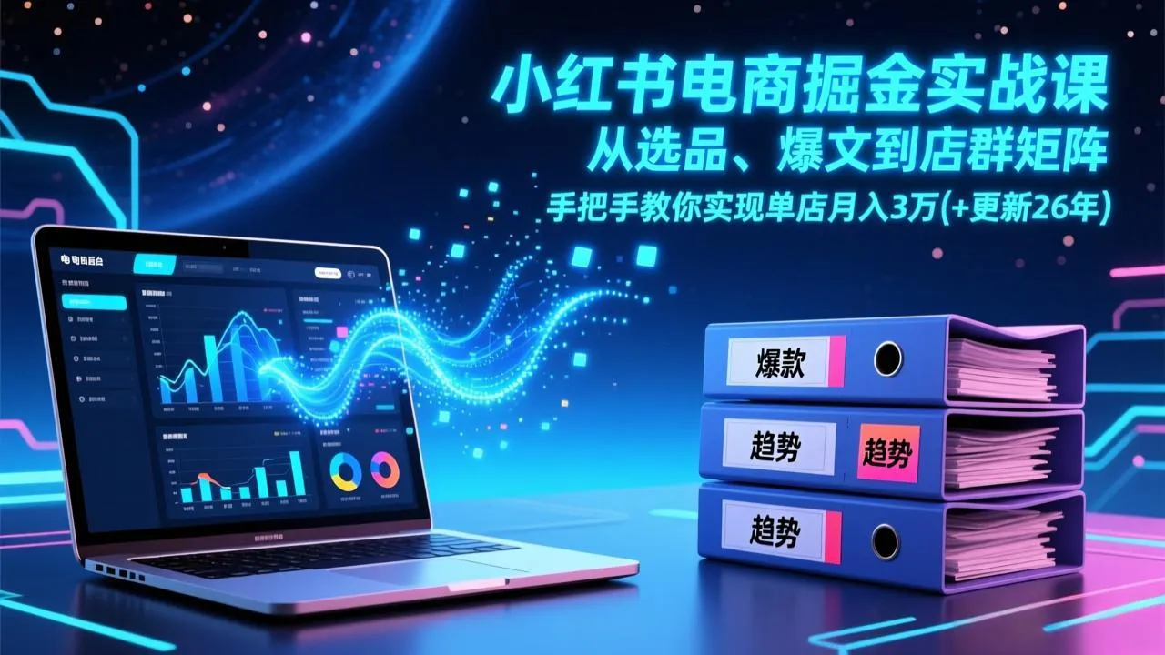 小红书电商掘金实战课，从选品、爆文到店群矩阵，手把手教你实现单店月入3万+(更新26年-Tox源码网