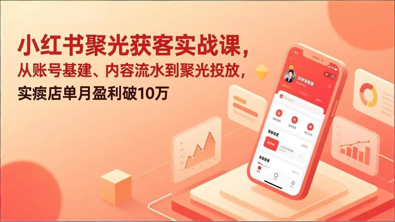 （17377期）小红书聚光获客实战课，从账号基建、内容流水到聚光投放，实体店单月盈利破10万-Tox源码网