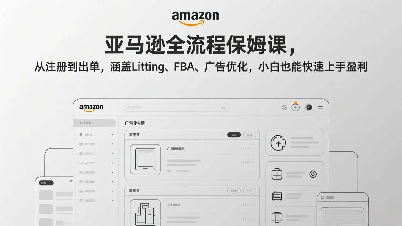 （17293期）亚马逊全流程保姆课，从注册到出单，涵盖Listing、FBA、广告优化，小白也能快速上手盈利-Tox源码网