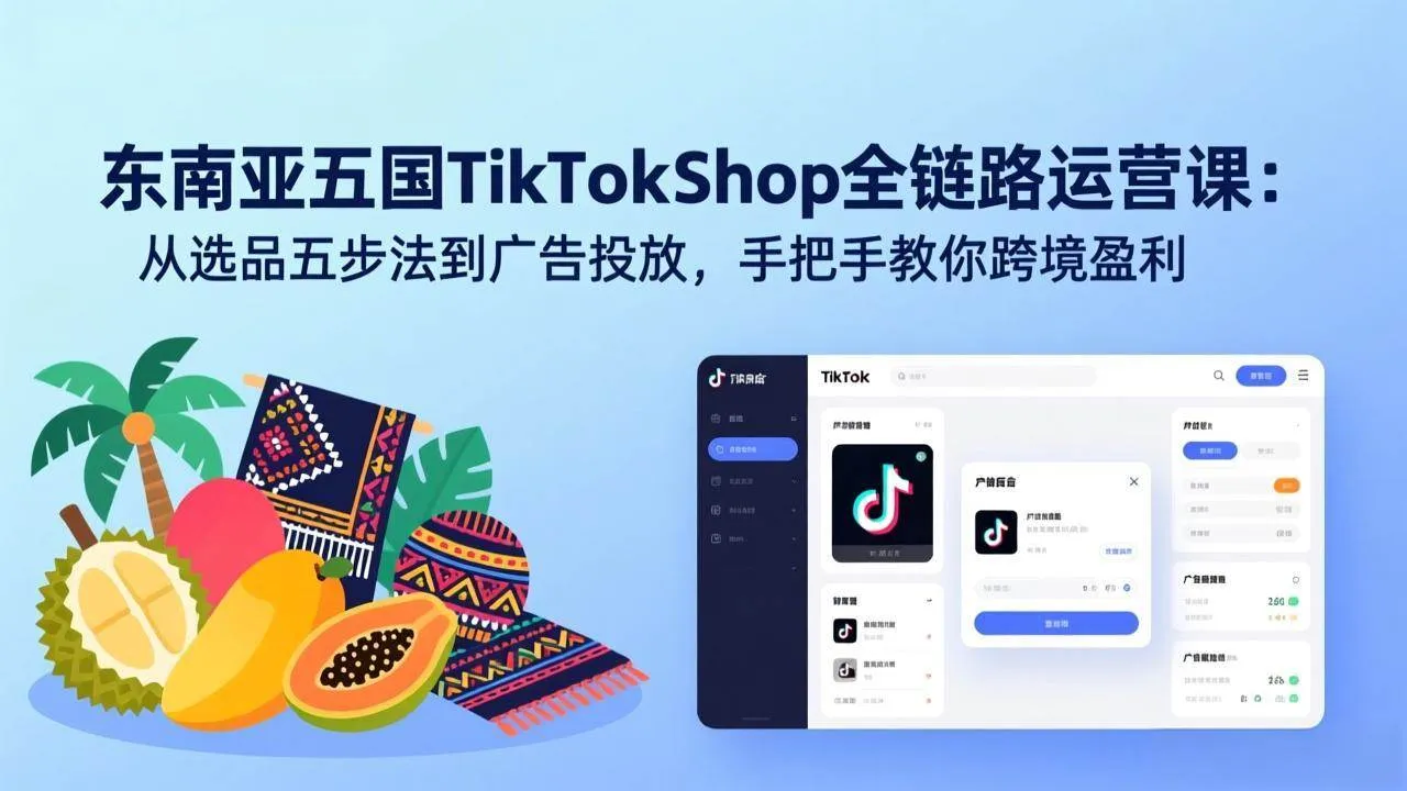 (17511期)东南亚五国TikTok Shop全链路运营课:从选品五步法到广告投放,手把手教你跨境盈利-Tox源码网