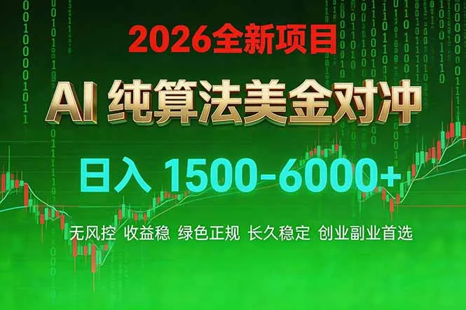 2026 全新美金对冲项目，不套平台赠金，不封号，纯算法对冲，日入 1500-6000+-Tox源码网