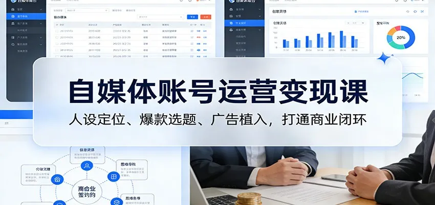 自媒体账号运营变现课：人设定位、爆款选题、广告植入，打通商业闭环-Tox源码网