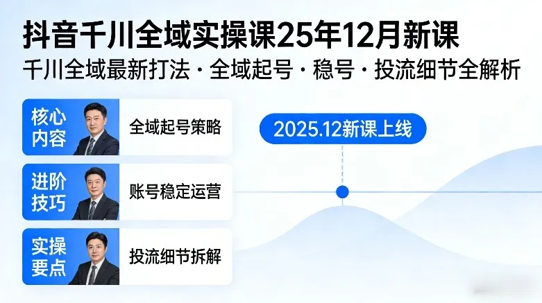 抖音千川全域全域实操课25年12月新课，千川全域最新打法，全域起号，稳号，投流细节全部都有-Tox源码网