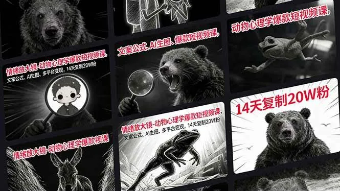 （17376期）情绪放大镜-动物心理学爆款短视频课，文案公式、AI生图、多平台变现，14天复制20W粉-Tox源码网