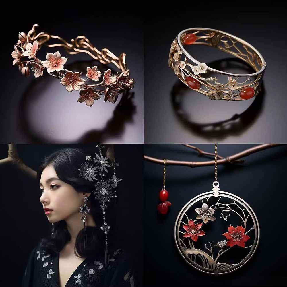 （17272期）460+专业Midjourney珠宝摄影AI提示词+成效果图，戒指/项链/耳环/手链/宝石/及奢侈配饰等全品类