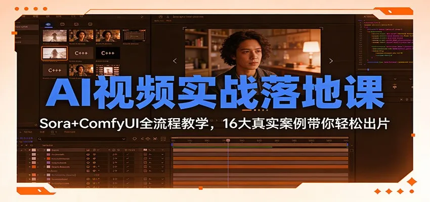 AI视频实战落地课：Sora+ComfyUI全流程教学，16大真实案例带你轻松出片-Tox源码网