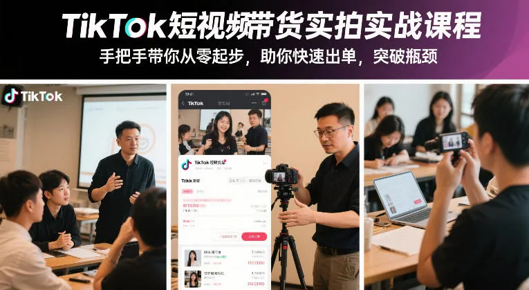 TikTok短视频带货实拍实战课程，手把手带你从零起步，助你快速出单，突破瓶颈-Tox源码网