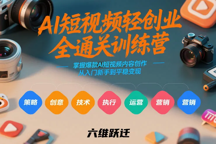 AI短视频轻创业全通关训练营，掌握爆款AI短视频内容创作，从入门新手到平稳变现的六维跃迁-Tox源码网