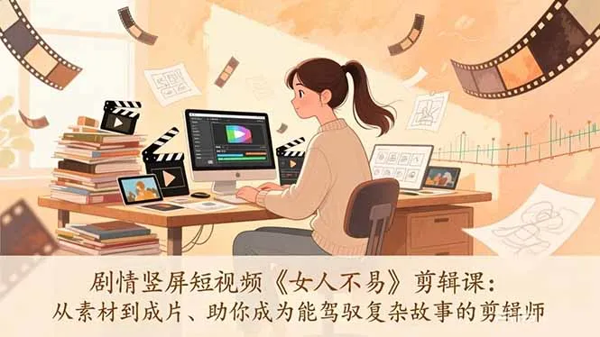 剧情竖屏短视频《女人不易》剪辑课：从素材到成片、助你成为能驾驭复杂故事的剪辑师-Tox源码网