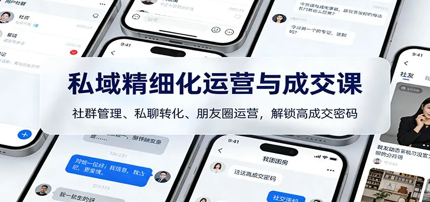 私域精细化运营与成交课：社群管理、私聊转化、朋友圈运营，解锁高成交密码-Tox源码网