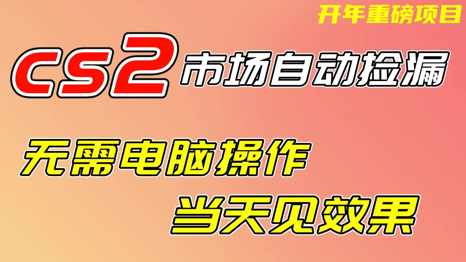 CS2市场挂机项，无需电脑操作，无需进入游戏，当天见效果，支持任何形式验证-Tox源码网