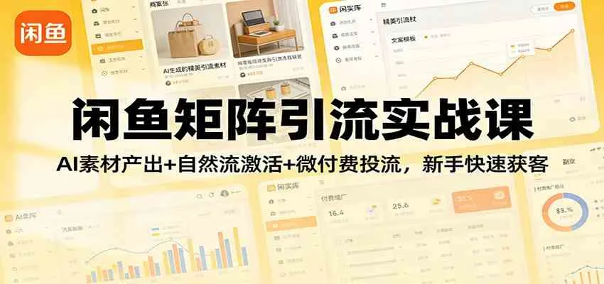 闲鱼矩阵引流实战课：AI素材产出+自然流激活+微付费投流，新手快速获客-Tox源码网