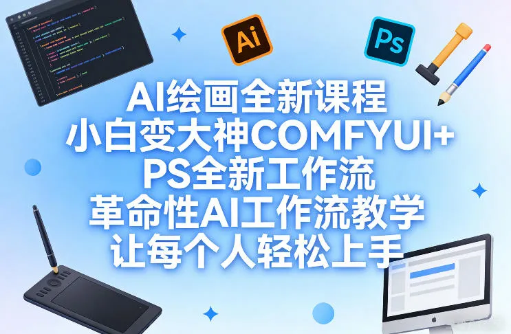 AI绘画全新课程,小白变大神COMFYUI+PS全新工作流,革命性AI工作流教学,让每个人轻松上手-Tox源码网