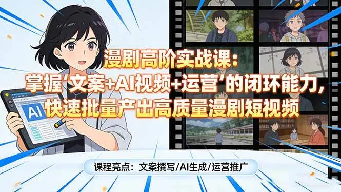 （17461期）漫剧高阶实战课：掌握“文案+AI视频+运营”的闭环能力，快速批量产出高质量漫剧短视频-Tox源码网