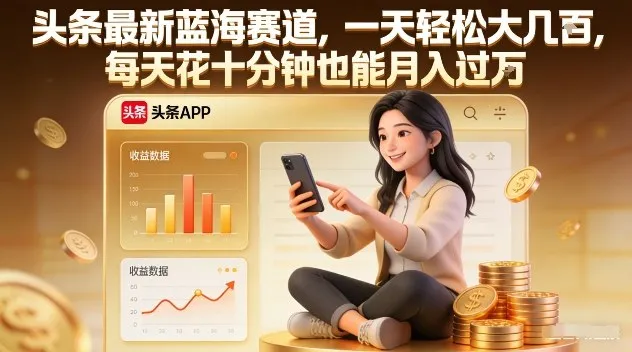 头条最新蓝海赛道，一天轻松大几张，每天花十分钟也能月入过1W【揭秘】-Tox源码网