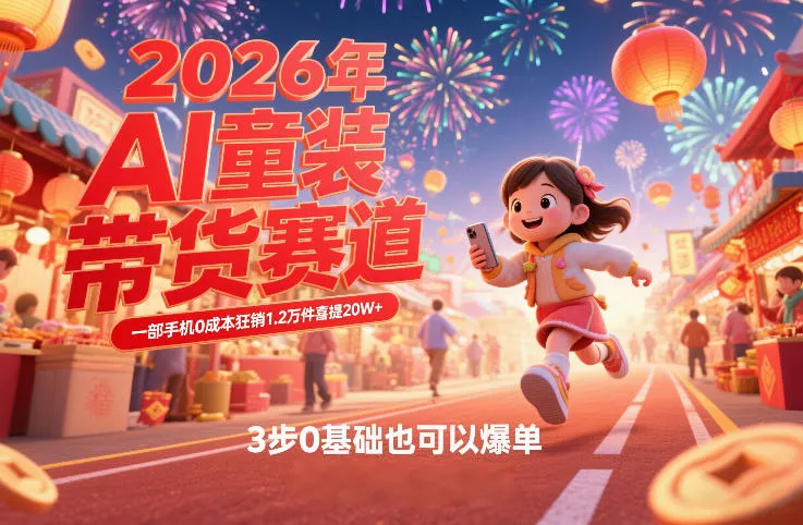 AI童装新春带货赛道，一部手机0成本狂销1.2万件喜提20W+，3步0基础也可以爆单-Tox源码网