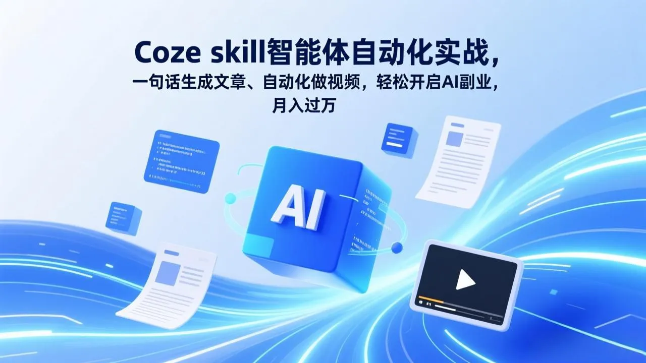 Coze skill智能体自动化实战，一句话生成文章、自动化做视频，轻松开启AI副业，月入过万-Tox源码网