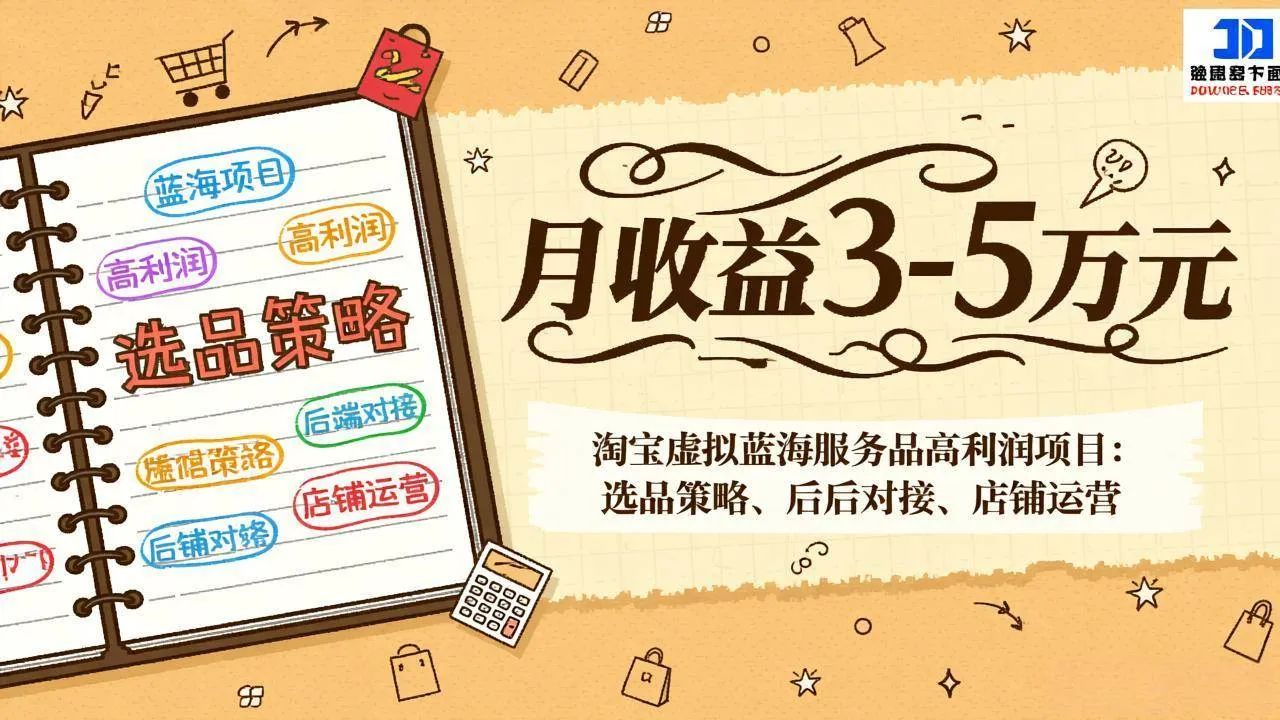 （17283期）淘宝虚拟蓝海服务品高利润项目：选品策略、后端对接、店铺运营，月收益可达3-5万元-Tox源码网