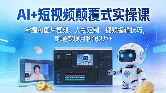 (17454期)AI+短视频颠覆式实操课:掌握AI图片复刻、人物定制、视频编辑技巧,跑通变现月利润2万+-Tox源码网