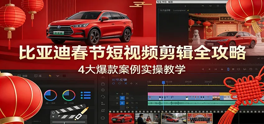 比亚迪春节短视频剪辑全攻略，4大爆款案例实操教学-Tox源码网