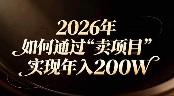 （17309期）站在2026年的十字路口：一个普通人如何通过卖项目实现年入200万-Tox源码网