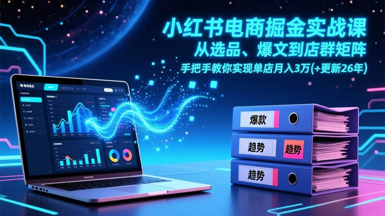 （17290期）小红书电商掘金实战课，从选品、爆文到店群矩阵，手把手教你实现单店月入3万+(更新26年)-Tox源码网