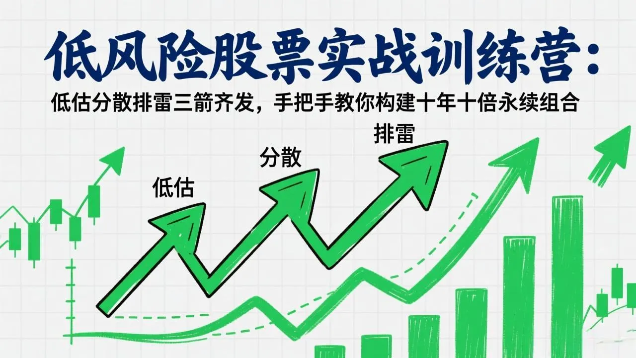 低风险股票实战训练营：低估分散排雷三箭齐发，手把手教你构建十年十倍永续组合-Tox源码网