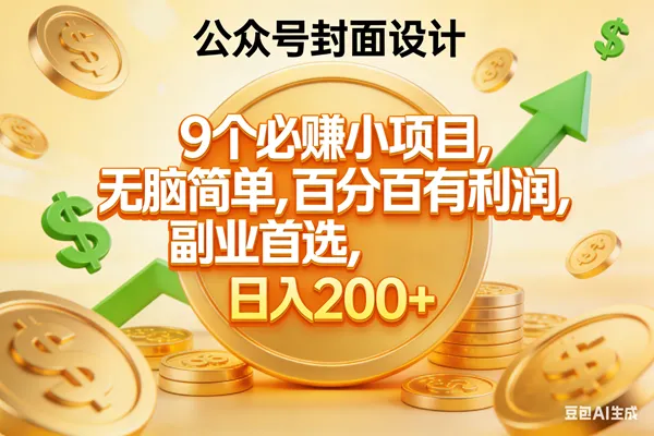（17392期）9个必赚小项目，无脑简单，百分百有利润，副业首选，日入300+-Tox源码网