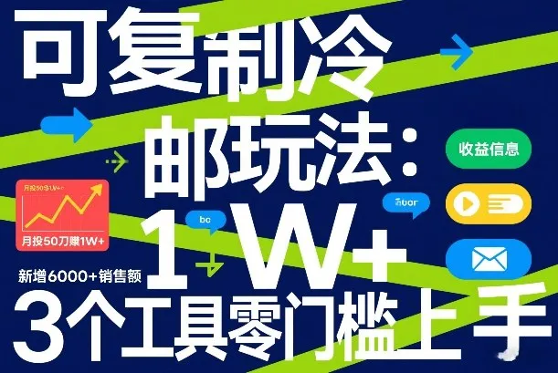 可复制冷邮件玩法：月投50刀賺1W+，新增6000+销售额，3个工具零门槛上手-Tox源码网