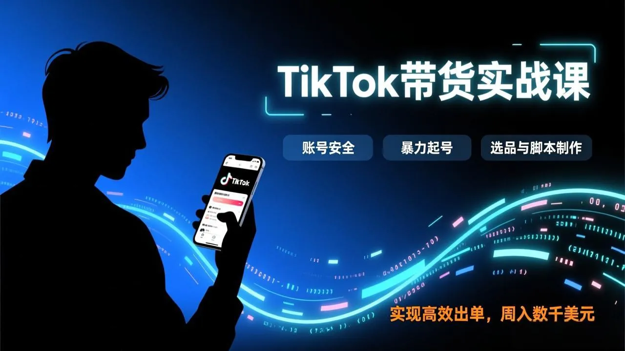 TikTok带货实战课，涵盖账号安全、暴力起号、选品与脚本制作，实现高效出单，周入数千美元-Tox源码网