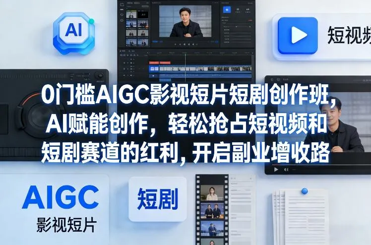 0门槛AIGC影视短片短剧创作班，AI赋能创作，轻松抢占短视频和短剧赛道的红利，开启副业增收路-Tox源码网