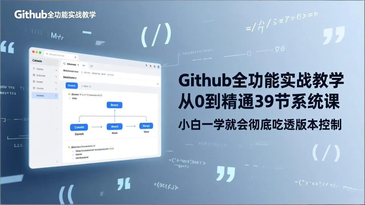 GitHub-全功能实战教学，从0到精通39节系统课，小白一学就会彻底吃透版本控制-Tox源码网